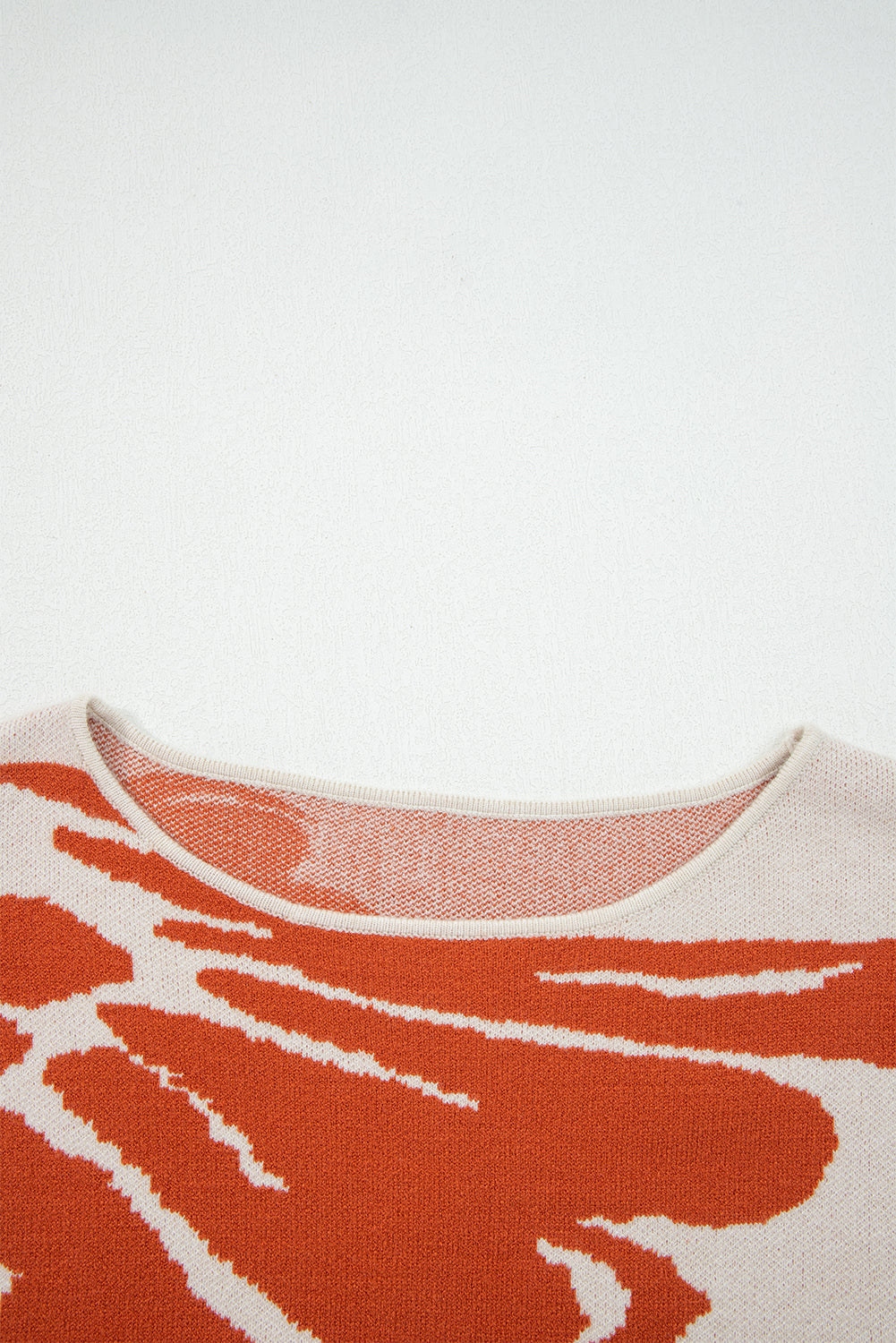 Flower Pattern Wide Sleeve Baggy Sweater
