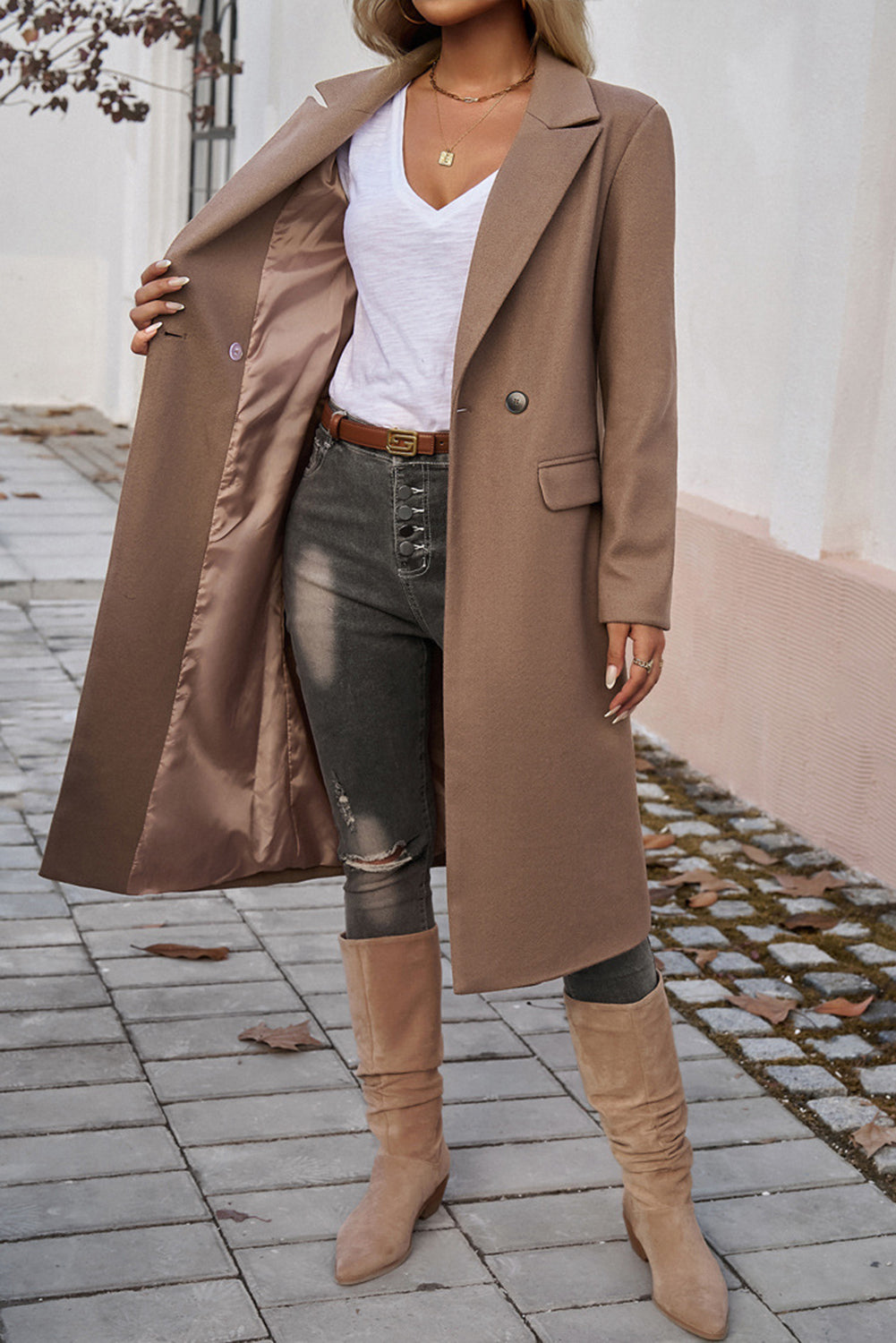 Fashionable Pocketed Overcoat
