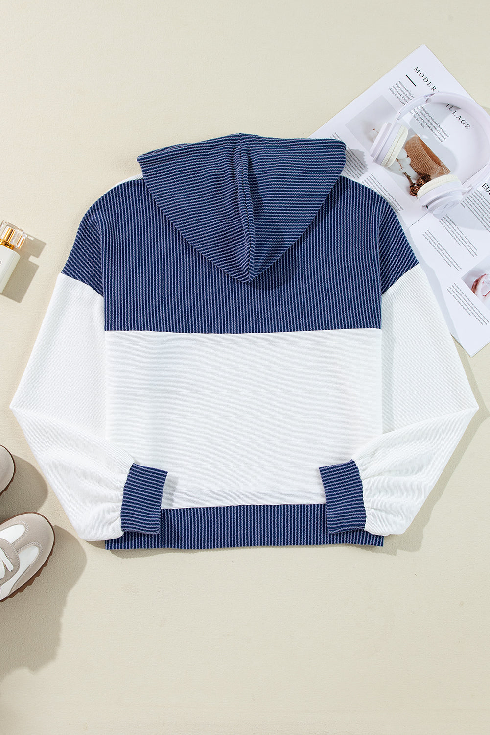 Patch Pocket Drawstring Hooded Top