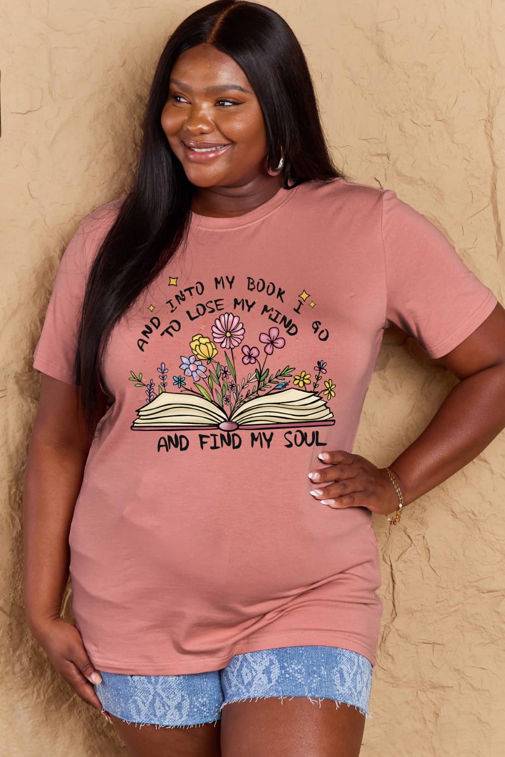 Love Full Size Book & Flower Graphic Tee