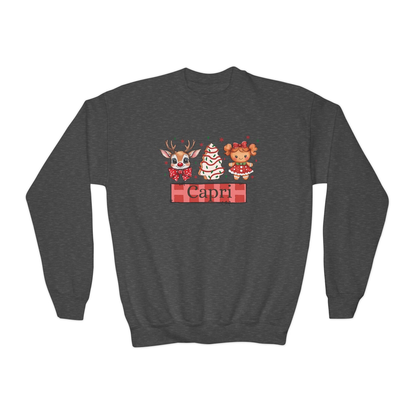 Youth Crewneck | Custom Name Christmas Cake Snack