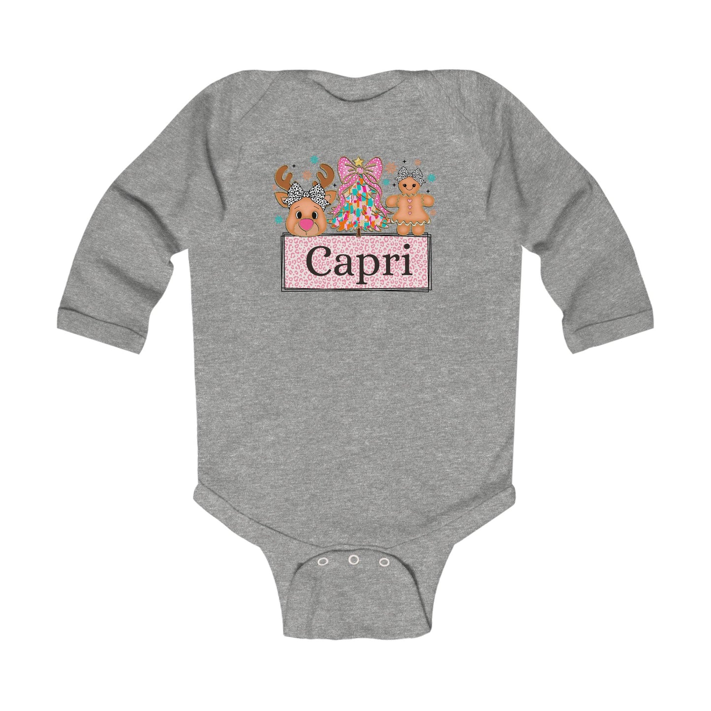 Infant Long Sleeve Bodysuit | Custom Name Candyland Christmas