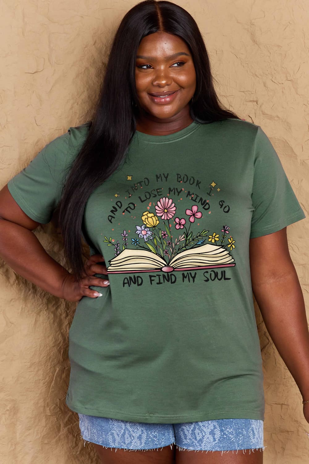 Love Full Size Book & Flower Graphic Tee