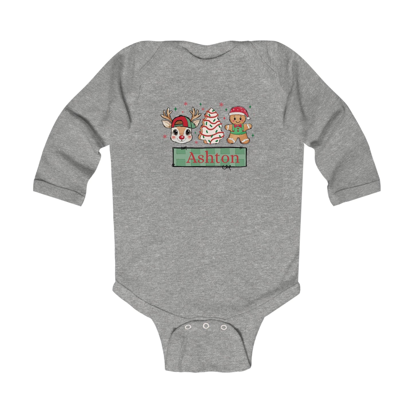 Infant Long Sleeve Bodysuit | Custom Name Christmas Snack