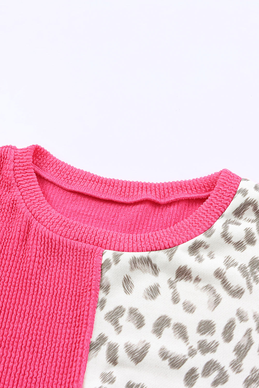 Leopard Patchwork Ribbed Long Sleeve Top