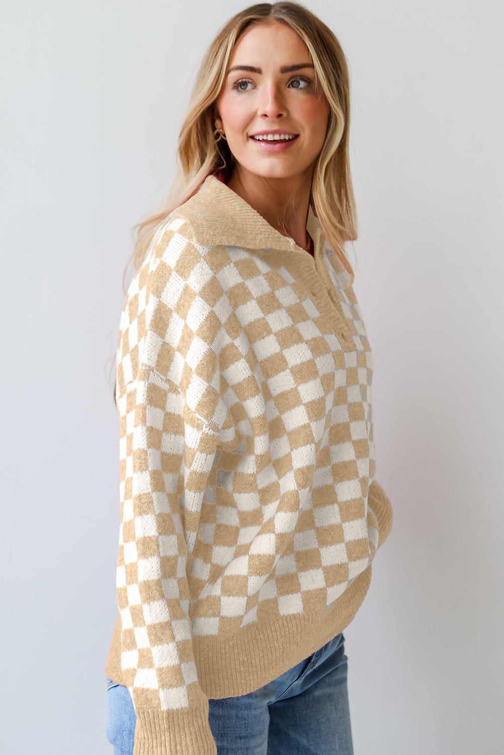 Checkered Collared Sweater