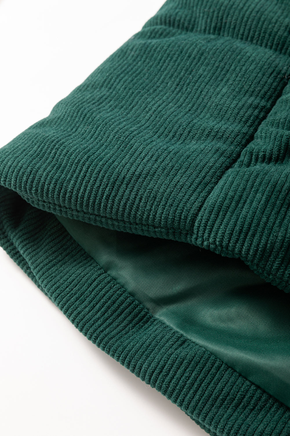 Coffee Corduroy Stand Neck Zipped Puffer Vest