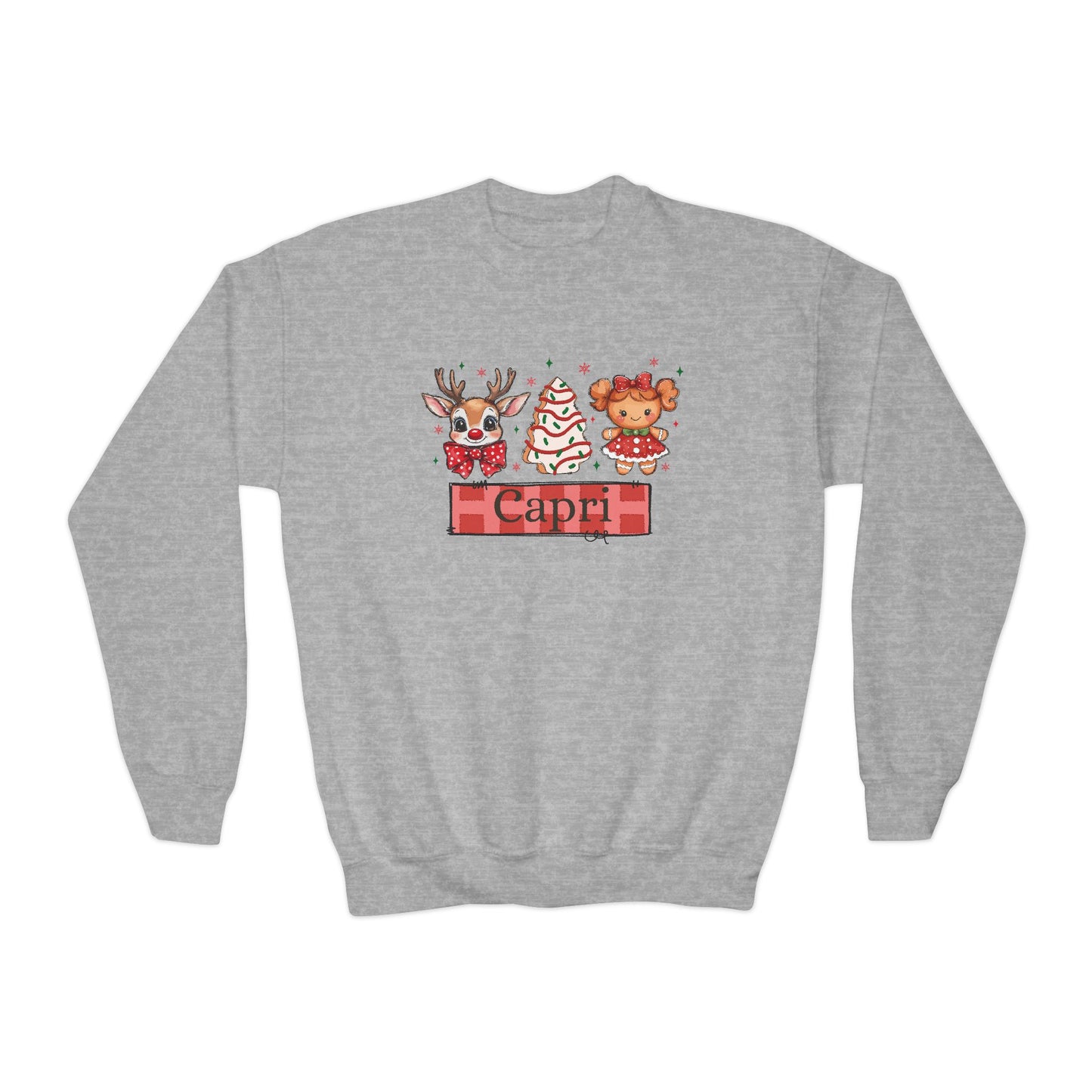 Youth Crewneck | Custom Name Christmas Cake Snack