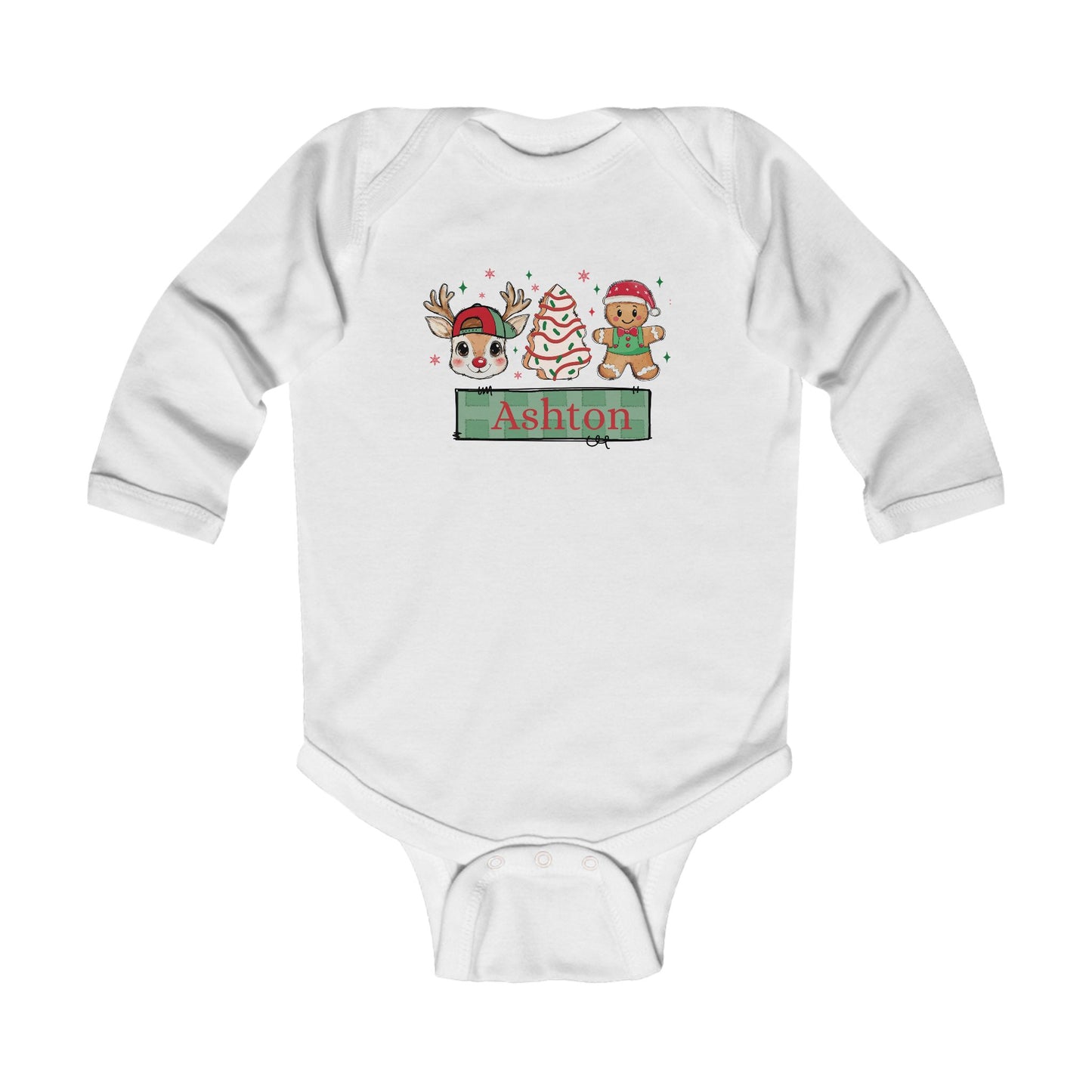 Infant Long Sleeve Bodysuit | Custom Name Christmas Snack