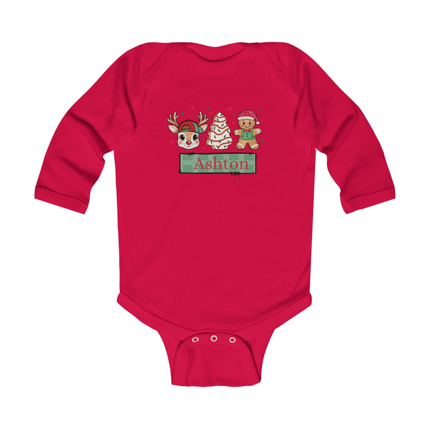 Infant Long Sleeve Bodysuit | Custom Name Christmas Snack