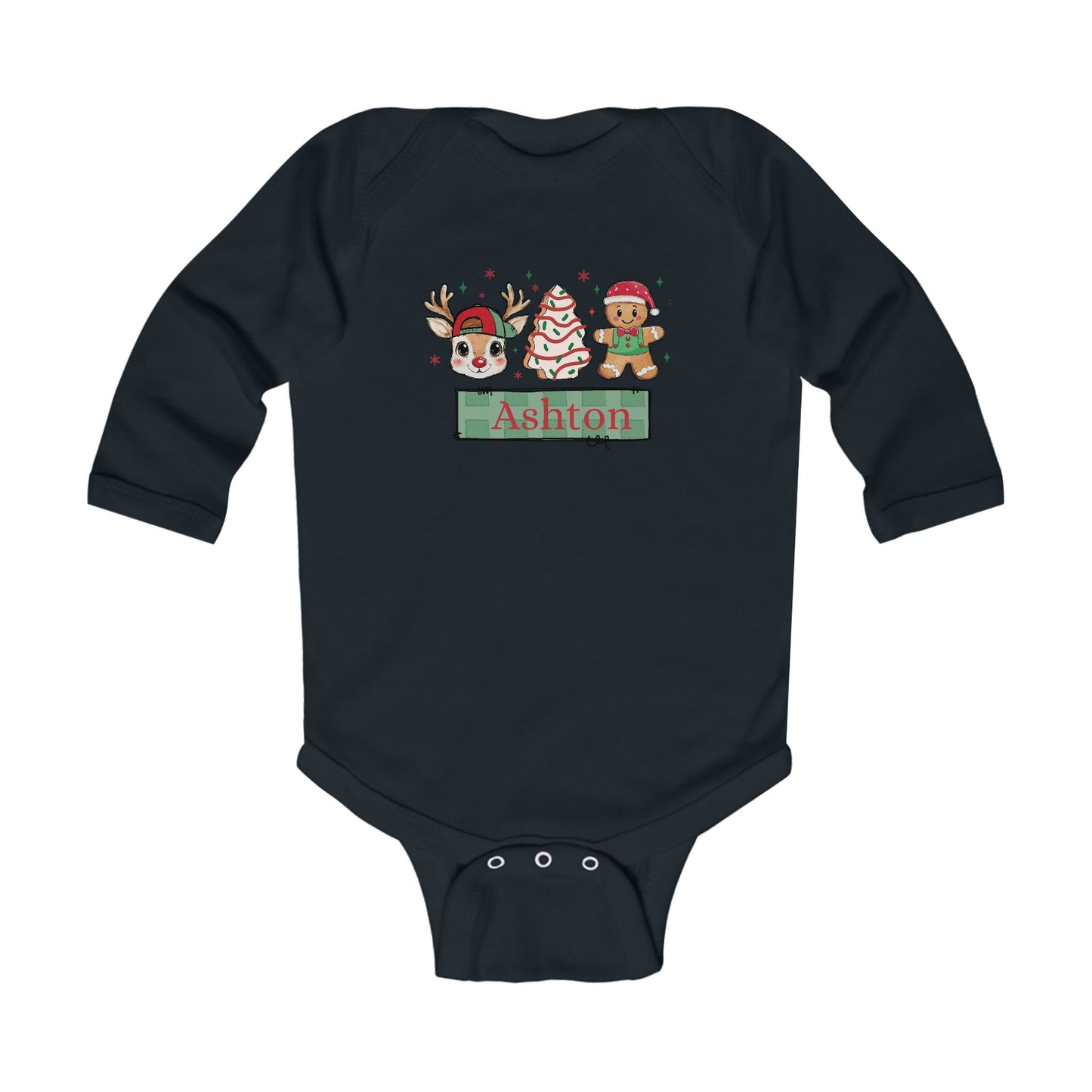 Infant Long Sleeve Bodysuit | Custom Name Christmas Snack