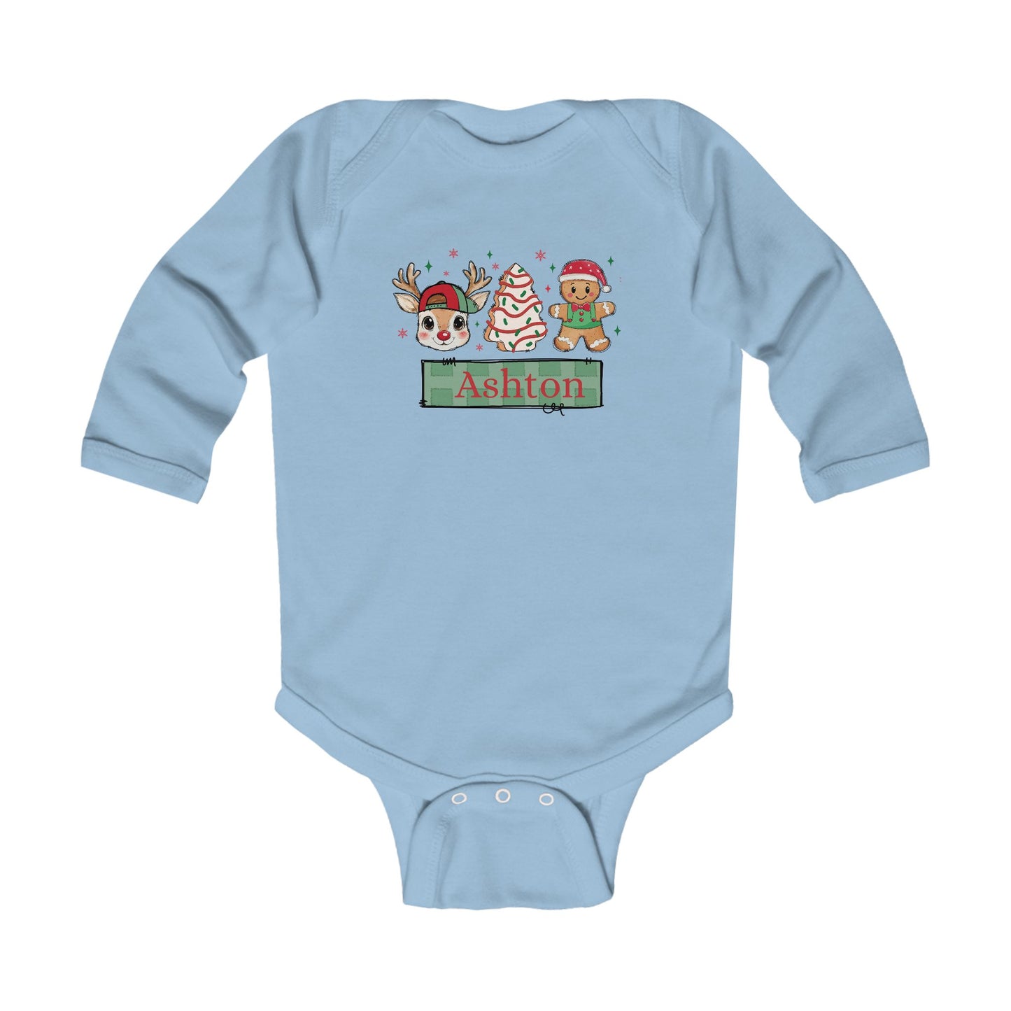 Infant Long Sleeve Bodysuit | Custom Name Christmas Snack