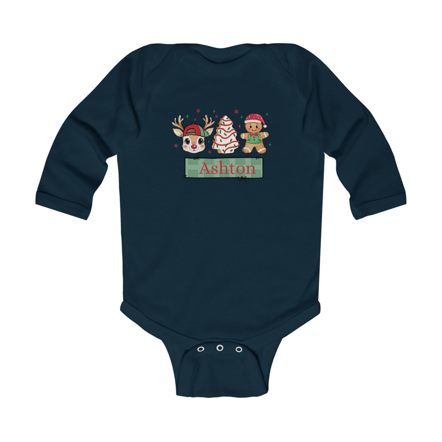 Infant Long Sleeve Bodysuit | Custom Name Christmas Snack