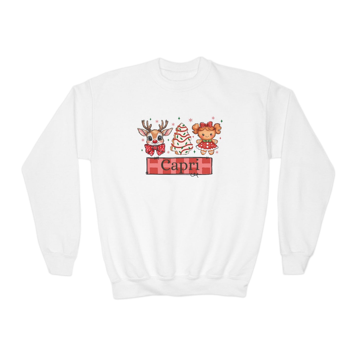 Youth Crewneck | Custom Name Christmas Cake Snack