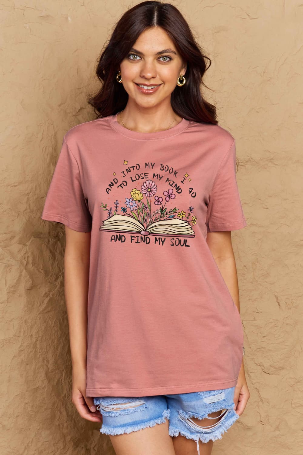 Love Full Size Book & Flower Graphic Tee