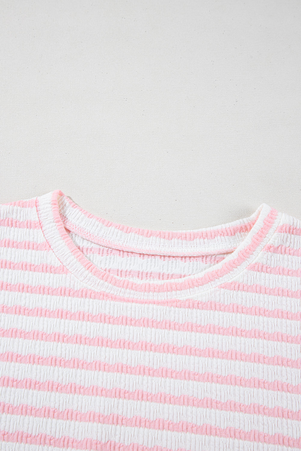 Stripe Knitted Short Sleeve Top and Drawstring Shorts Set