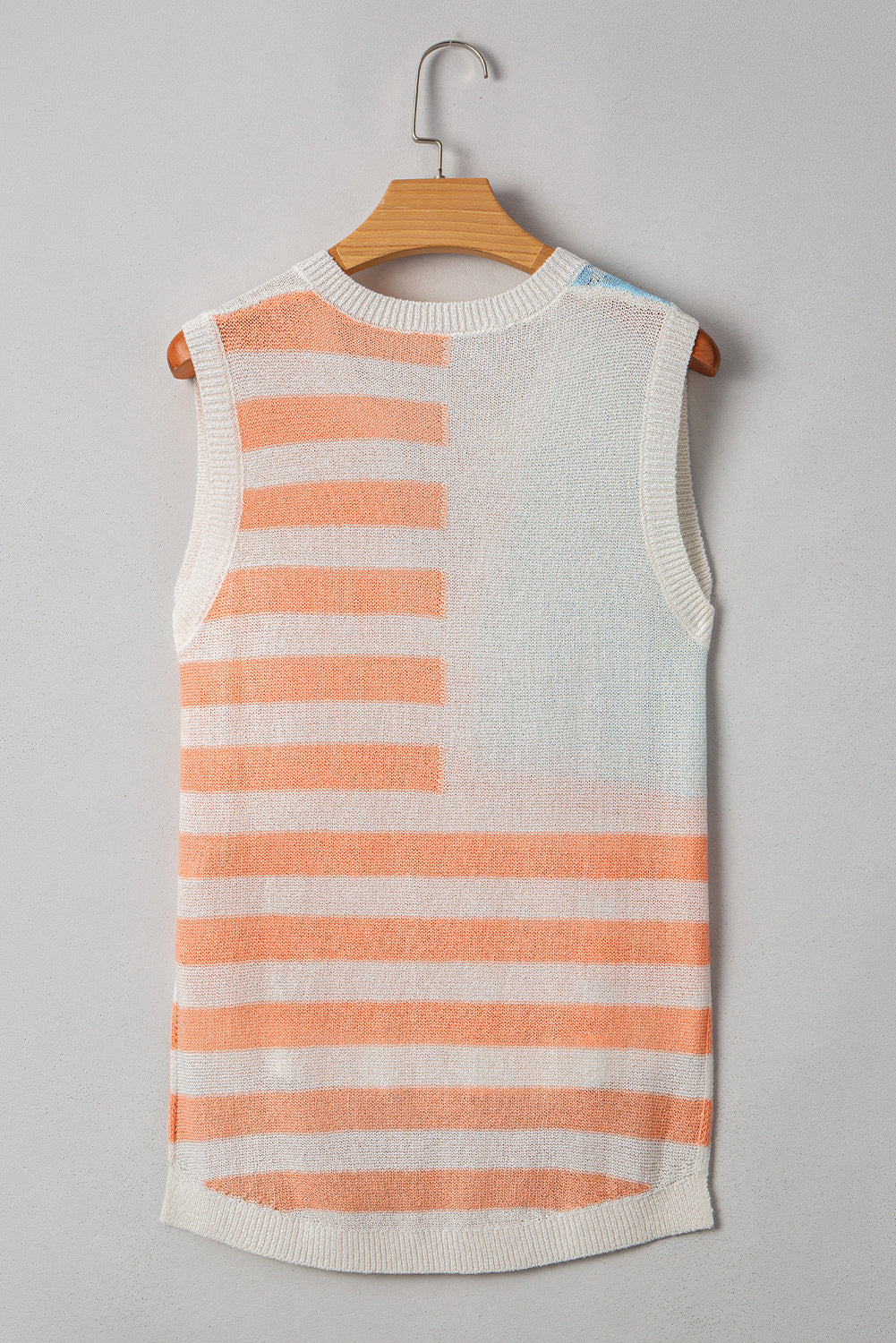 Pink Stripe USA Flag Notched Neckline Loose Sweater Vest