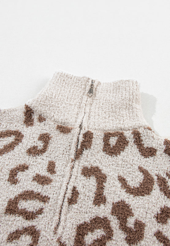 Leopard Half Zip Sweater