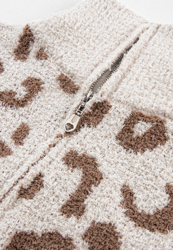Leopard Half Zip Sweater