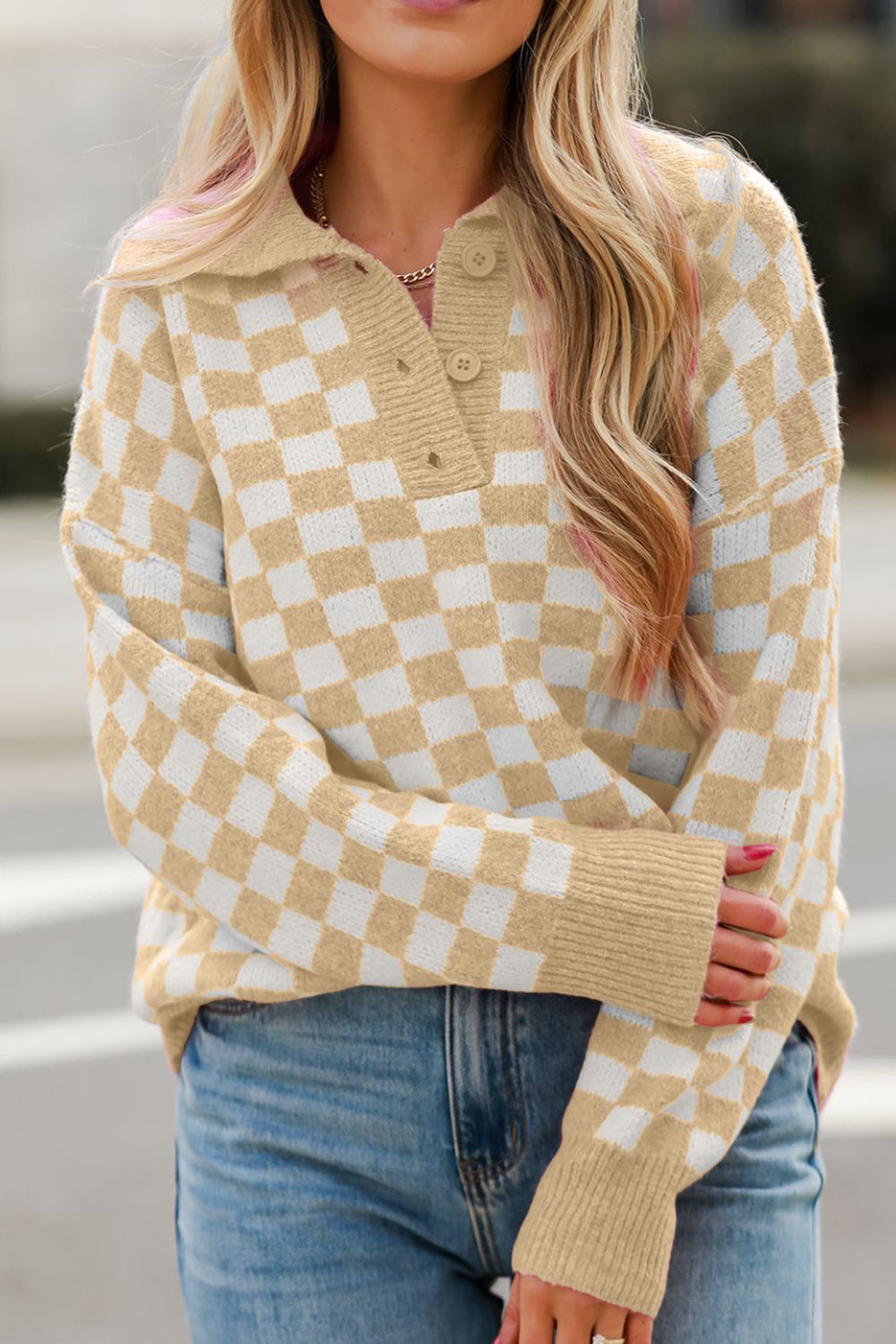 Checkered Collared Sweater