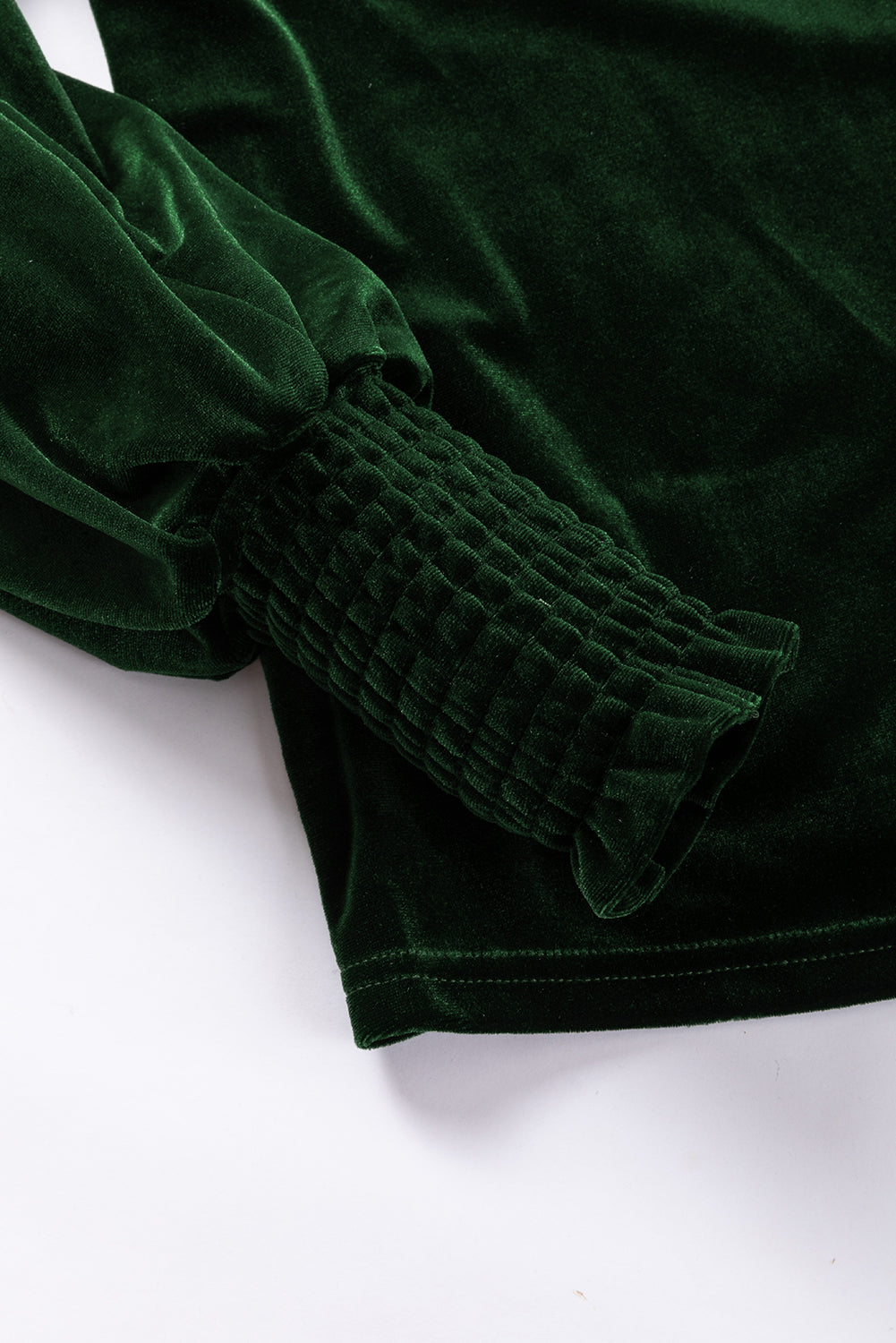 Mock Neck Puff Sleeve Velvet Blouse