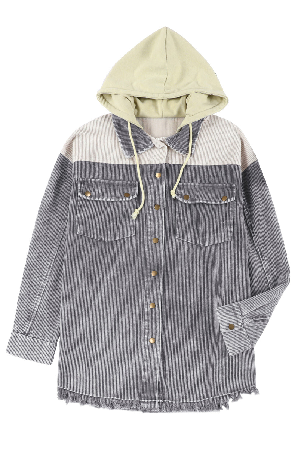 Patchwork Hooded Corduroy Jacket