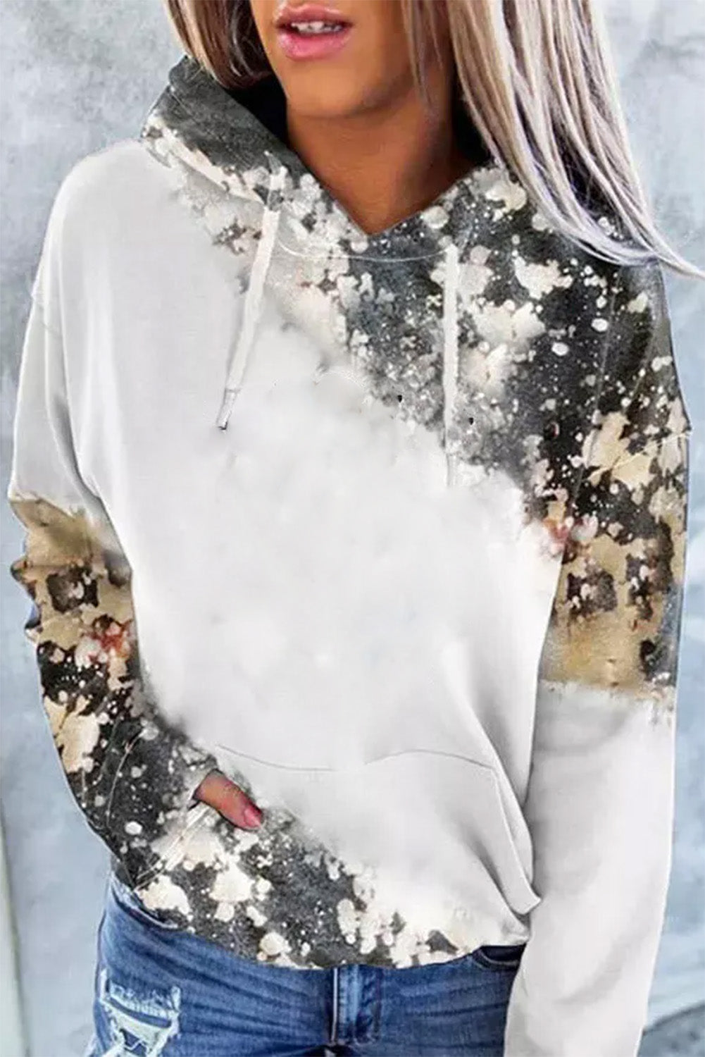 Printed Drawstring Pocket Hoodie