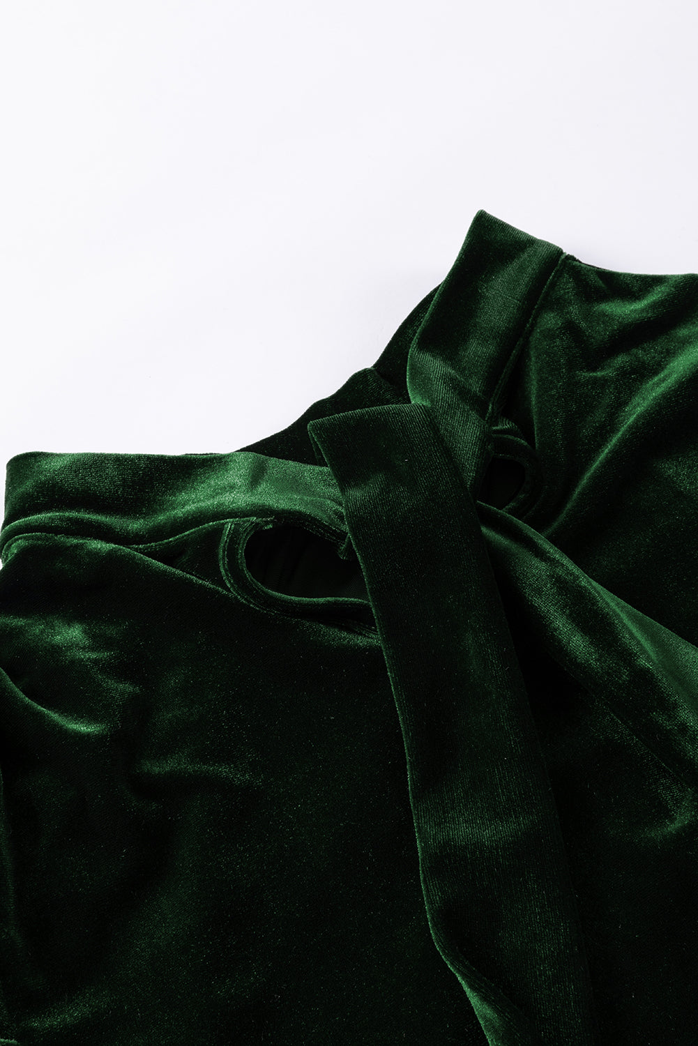Mock Neck Puff Sleeve Velvet Blouse