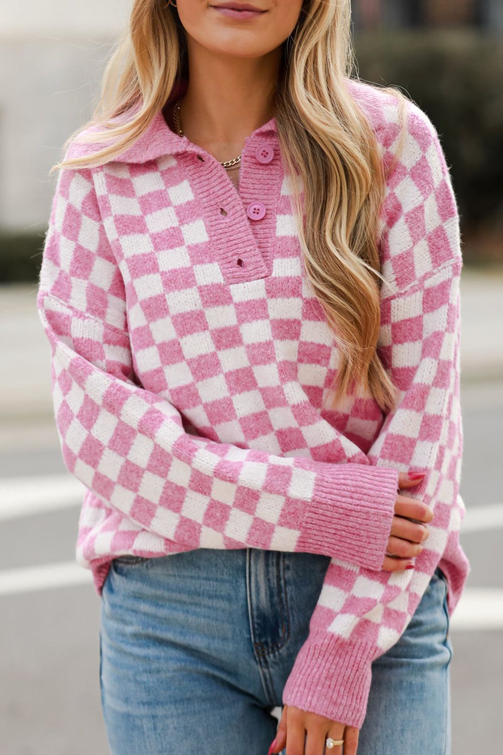 Checkered Collared Sweater