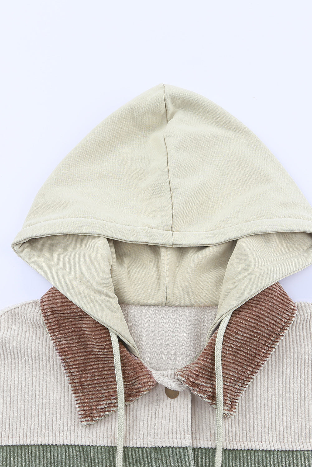 Patchwork Hooded Corduroy Jacket