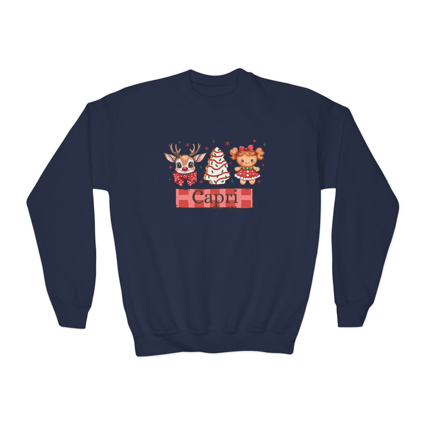 Youth Crewneck | Custom Name Christmas Cake Snack