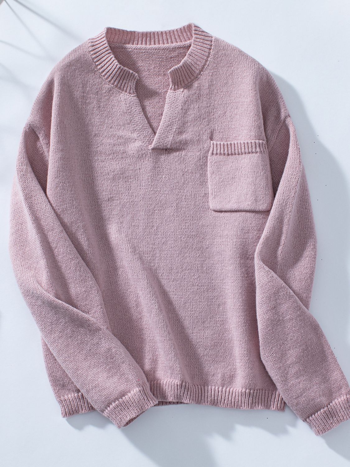 Pocketed Long Sleeve Knit Top