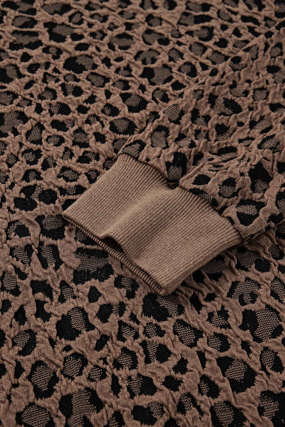 Ribbed Trim Leopard Top
