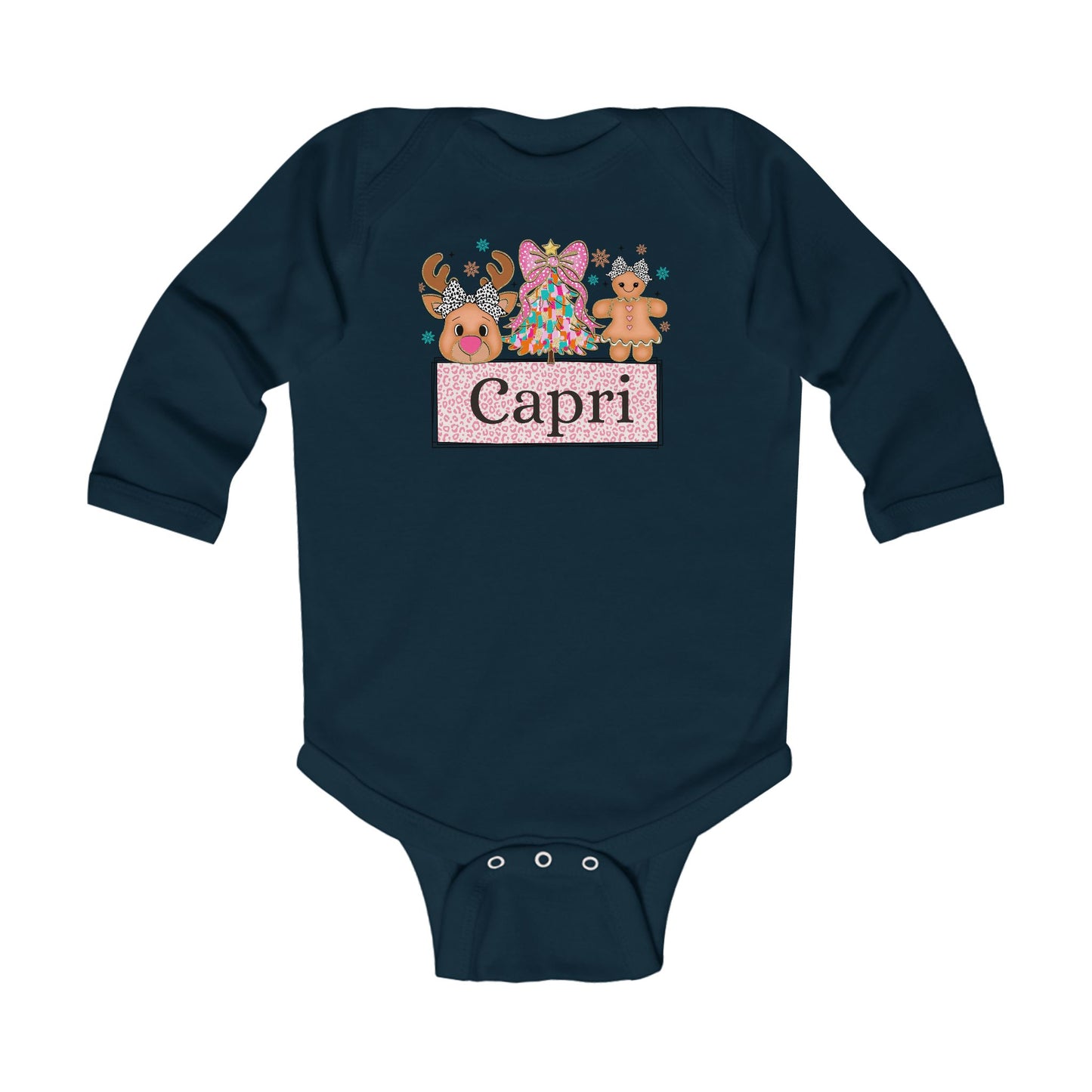 Infant Long Sleeve Bodysuit | Custom Name Candyland Christmas