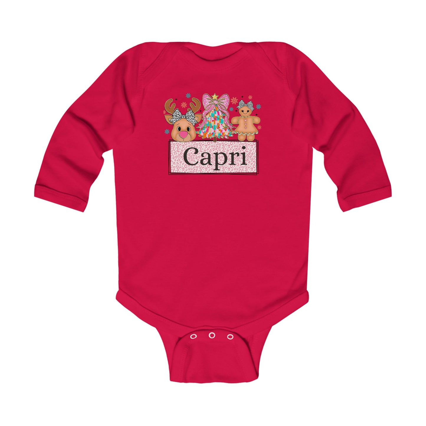 Infant Long Sleeve Bodysuit | Custom Name Candyland Christmas