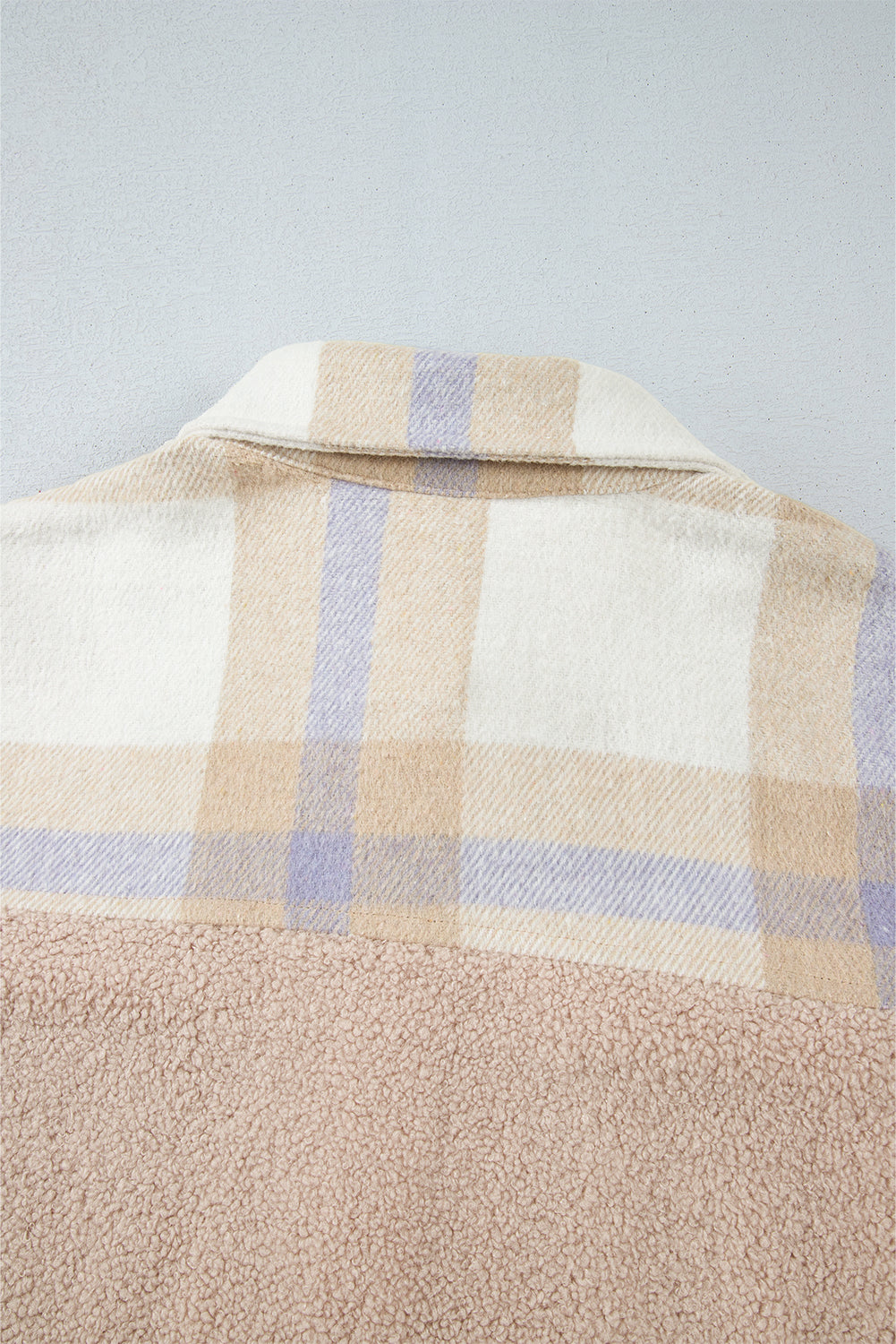 Plaid Patchwork Collared Button-up Sherpa Long Coat