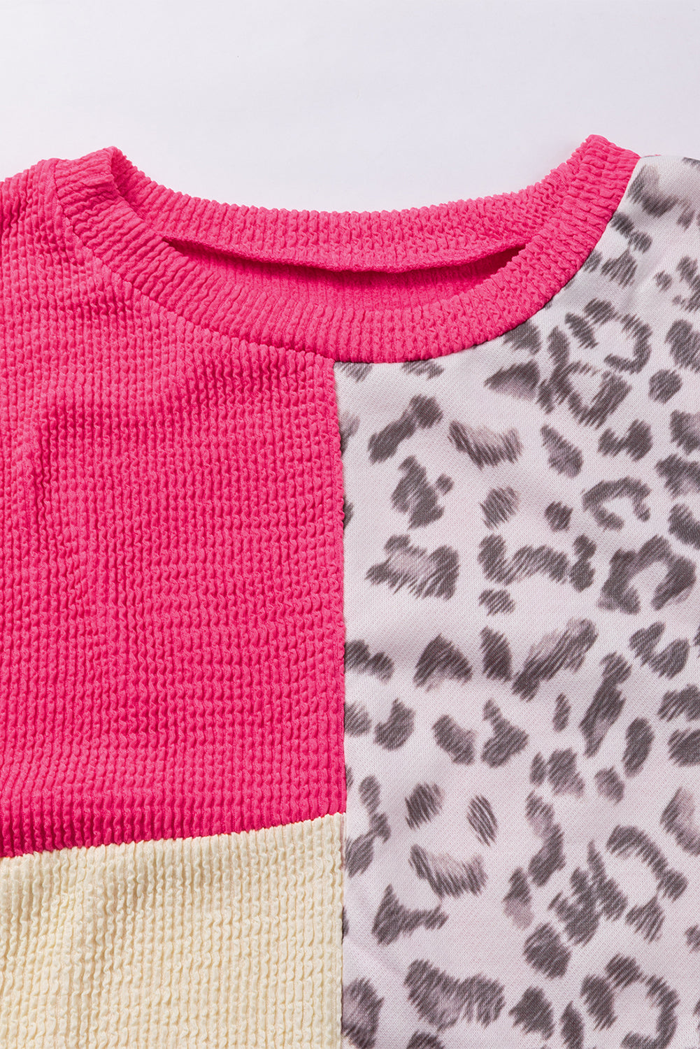 Leopard Patchwork Ribbed Long Sleeve Top