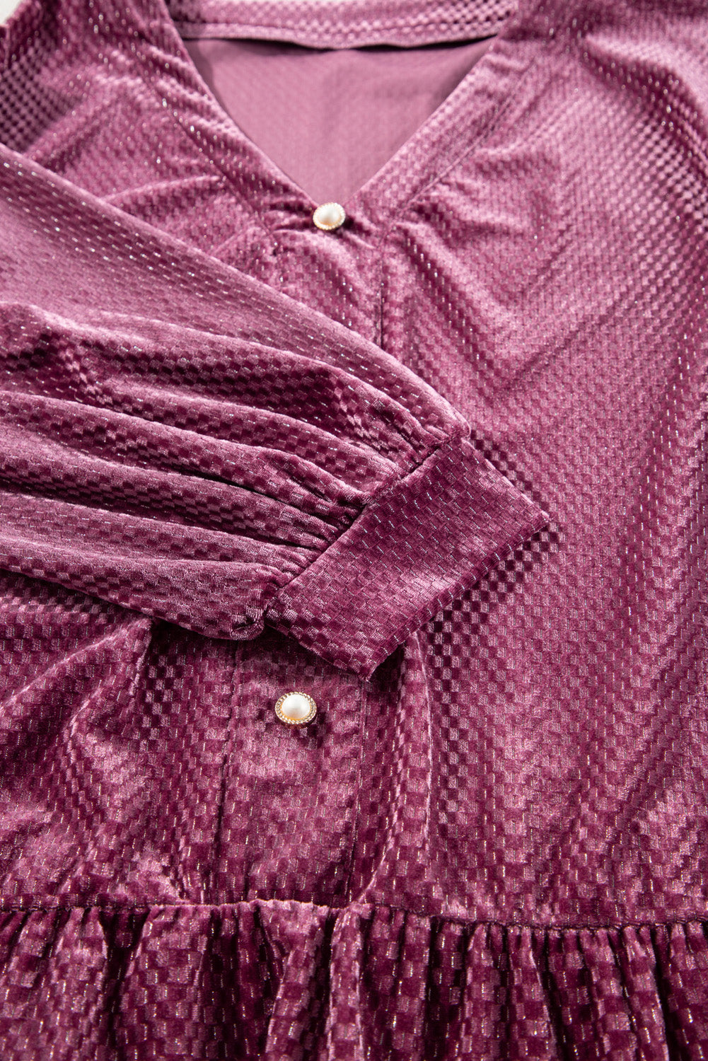 Velvet Tiered Buttons Tiered Dress