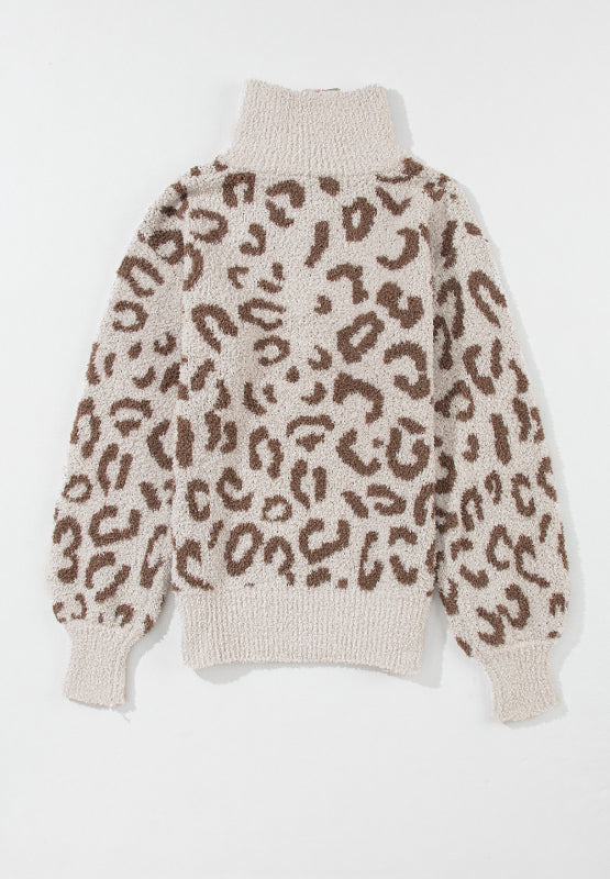Leopard Half Zip Sweater