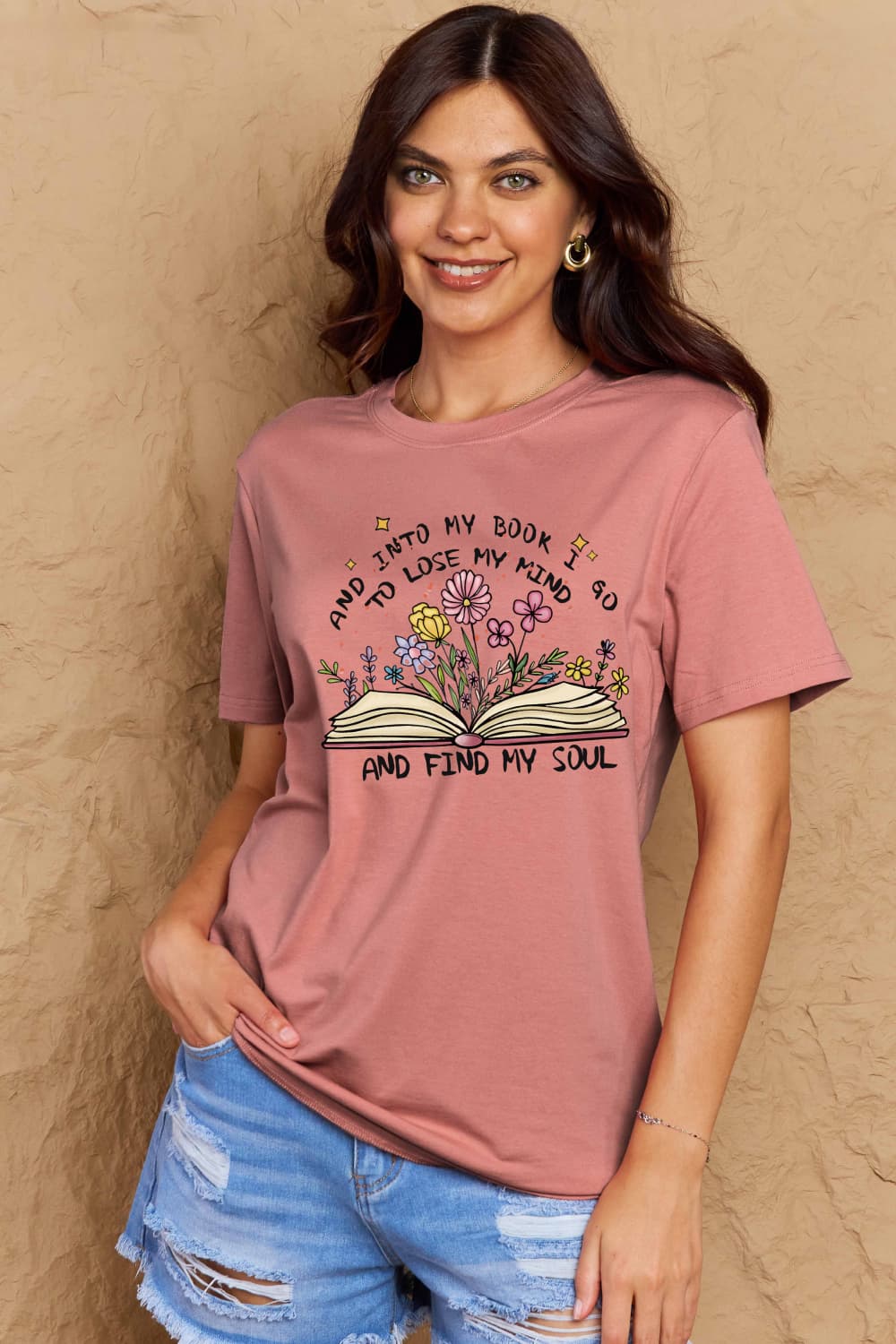 Love Full Size Book & Flower Graphic Tee