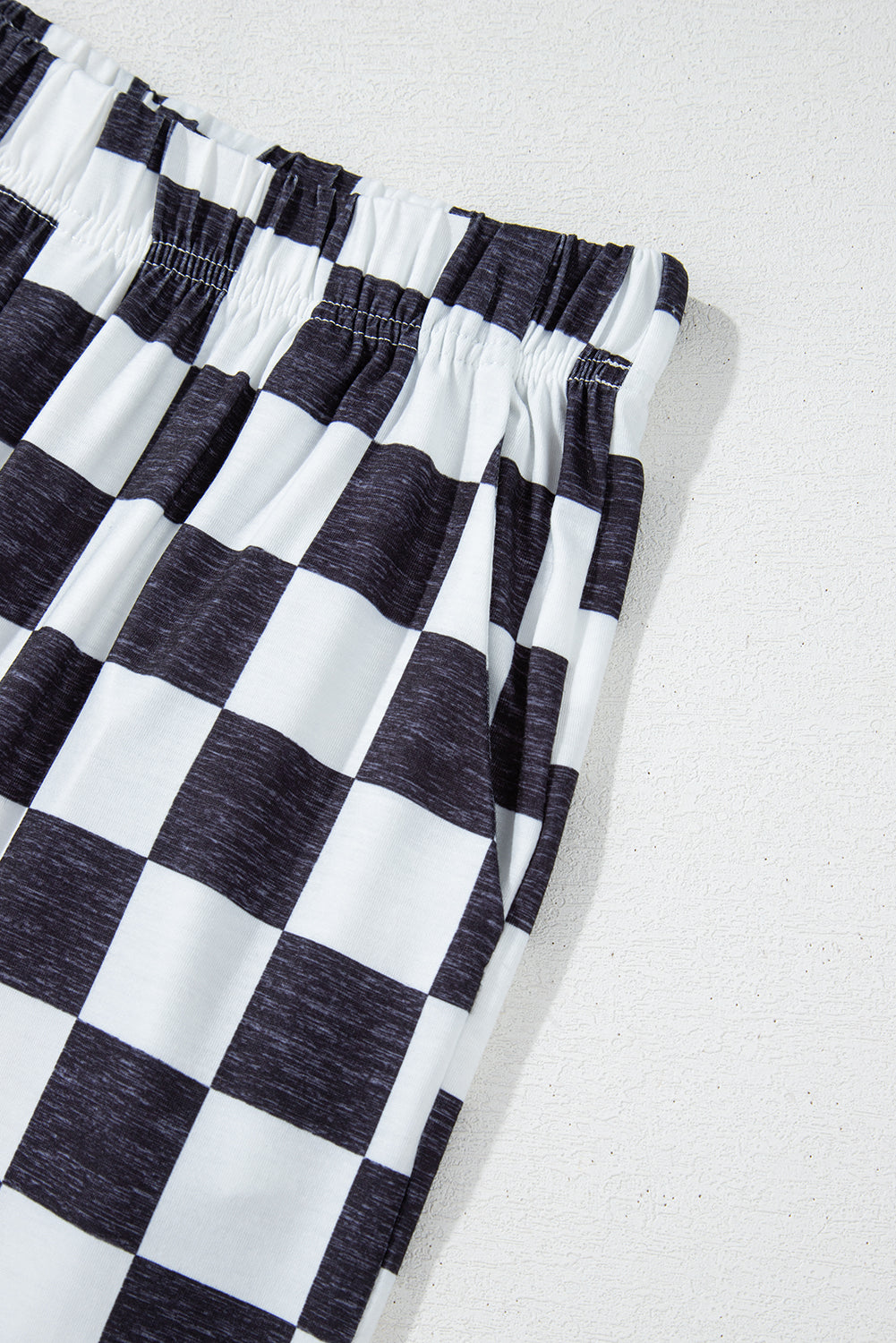 Checked Print High Waist Wide Leg Pants