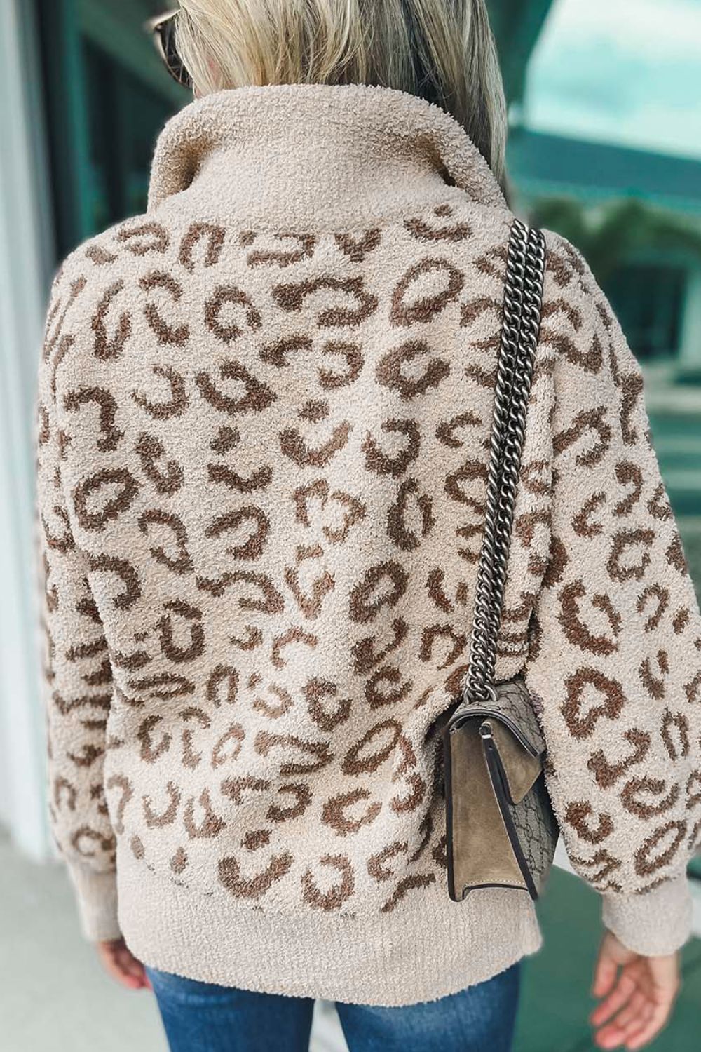 Leopard Half Zip Sweater