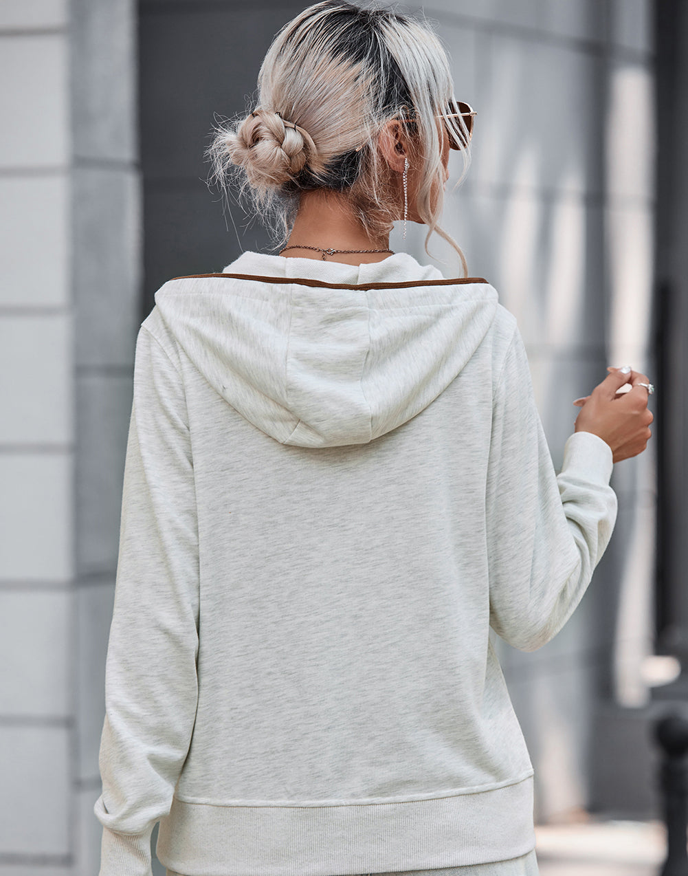 Half Button Drawstring Hoodie