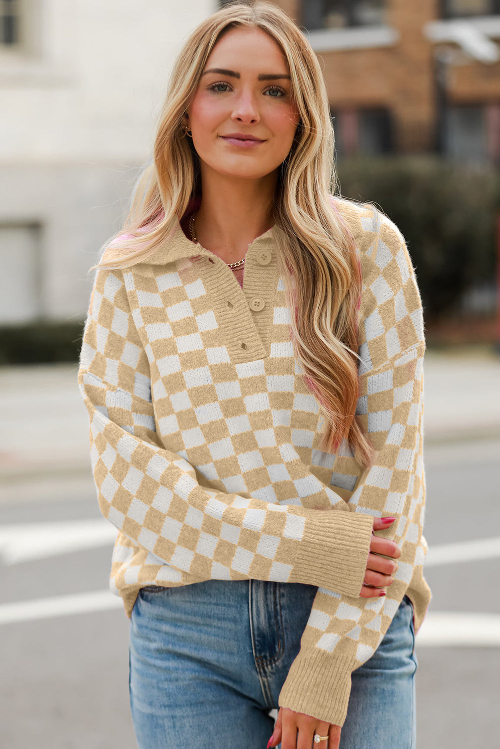 Checkered Collared Sweater