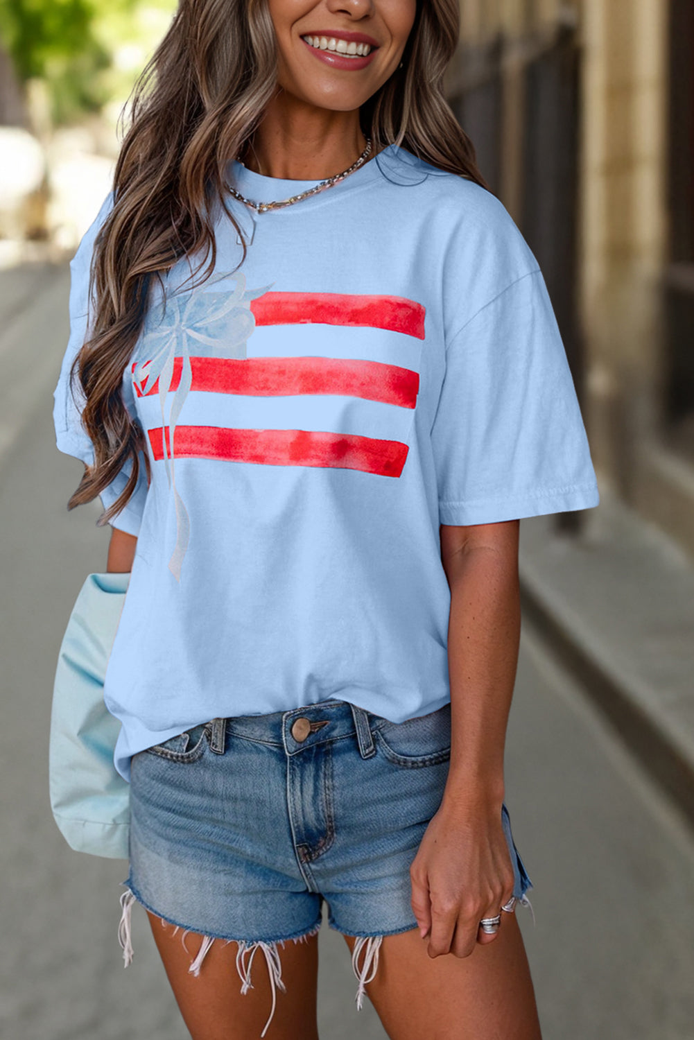 White Flag Bow Graphic Crewneck Tee