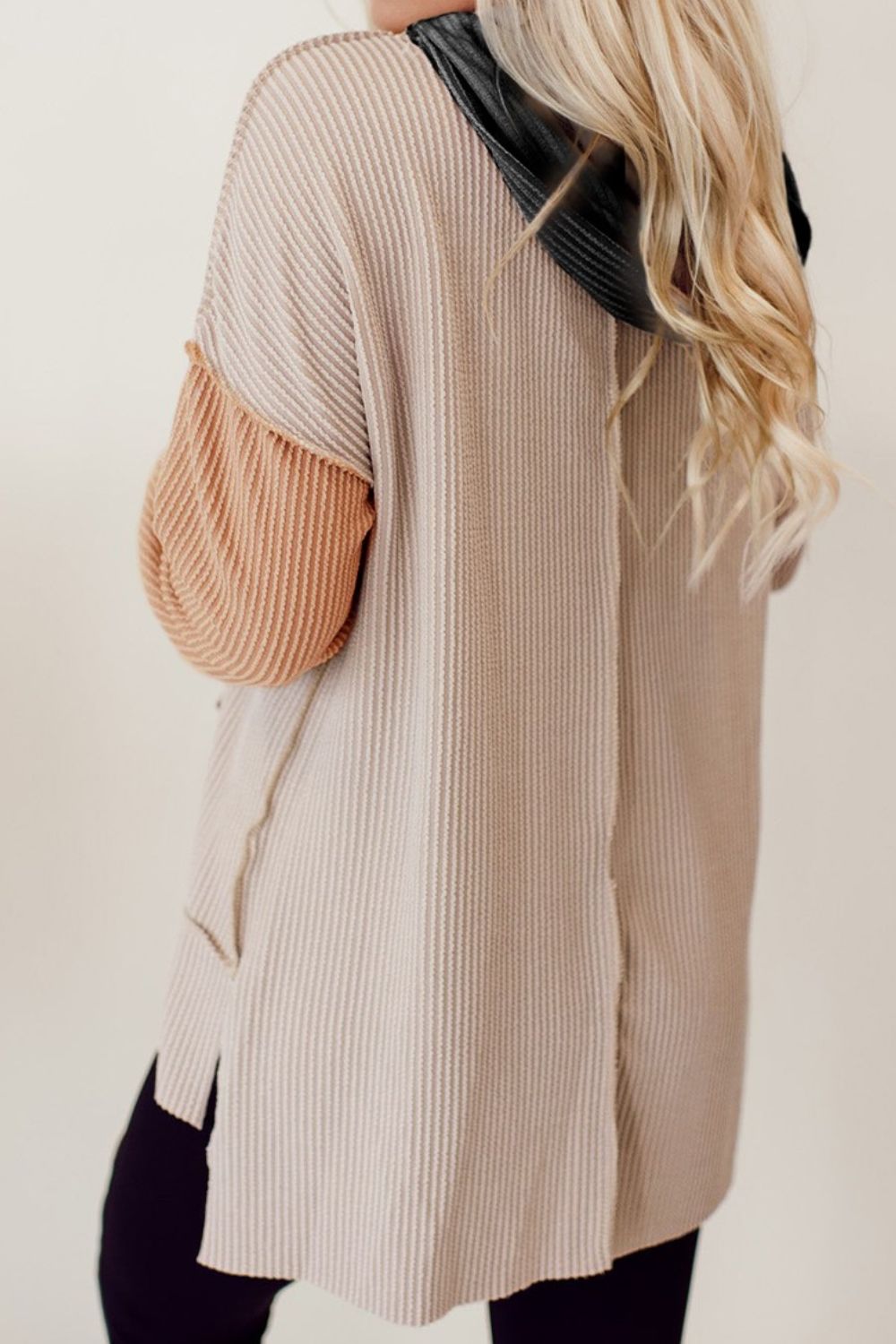 Color Block Exposed Seam Hoodie