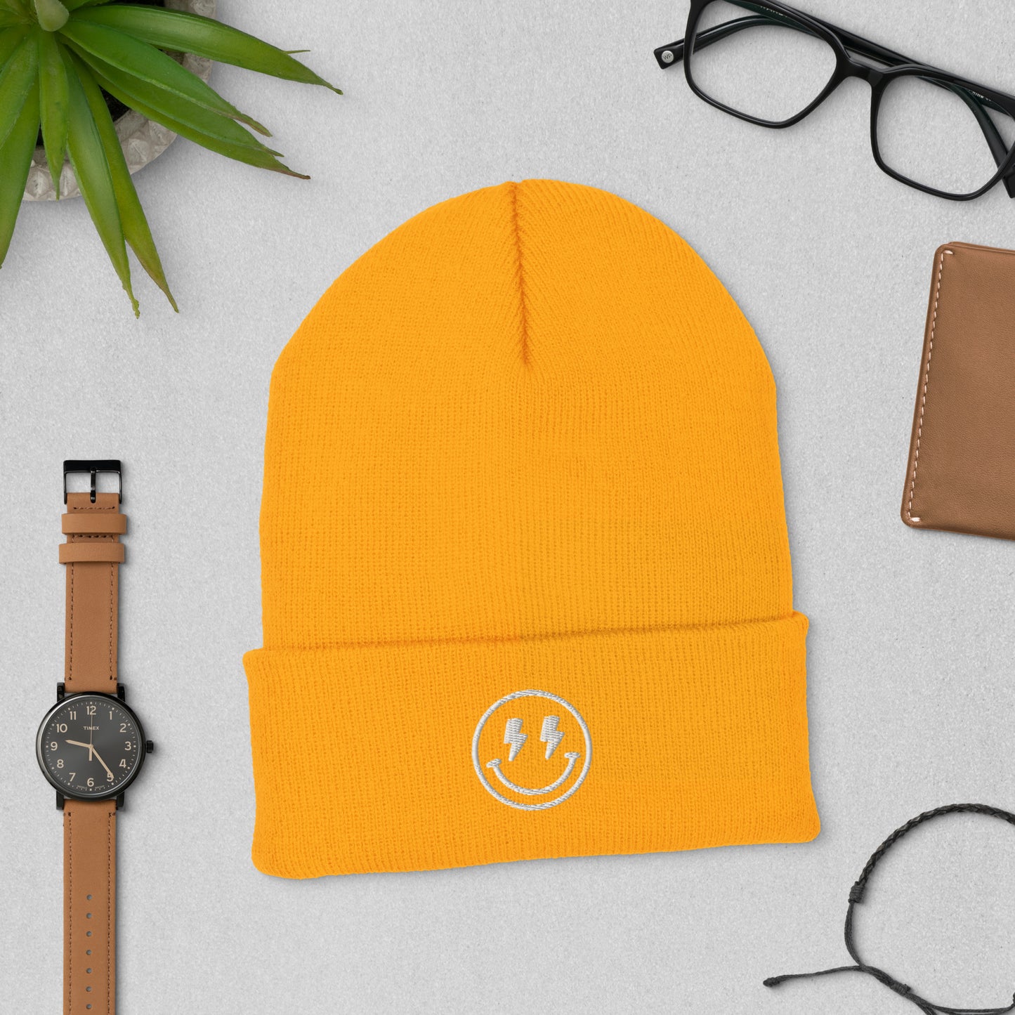 Beanie | Lightning Bolt Smiley Face | Embroidery