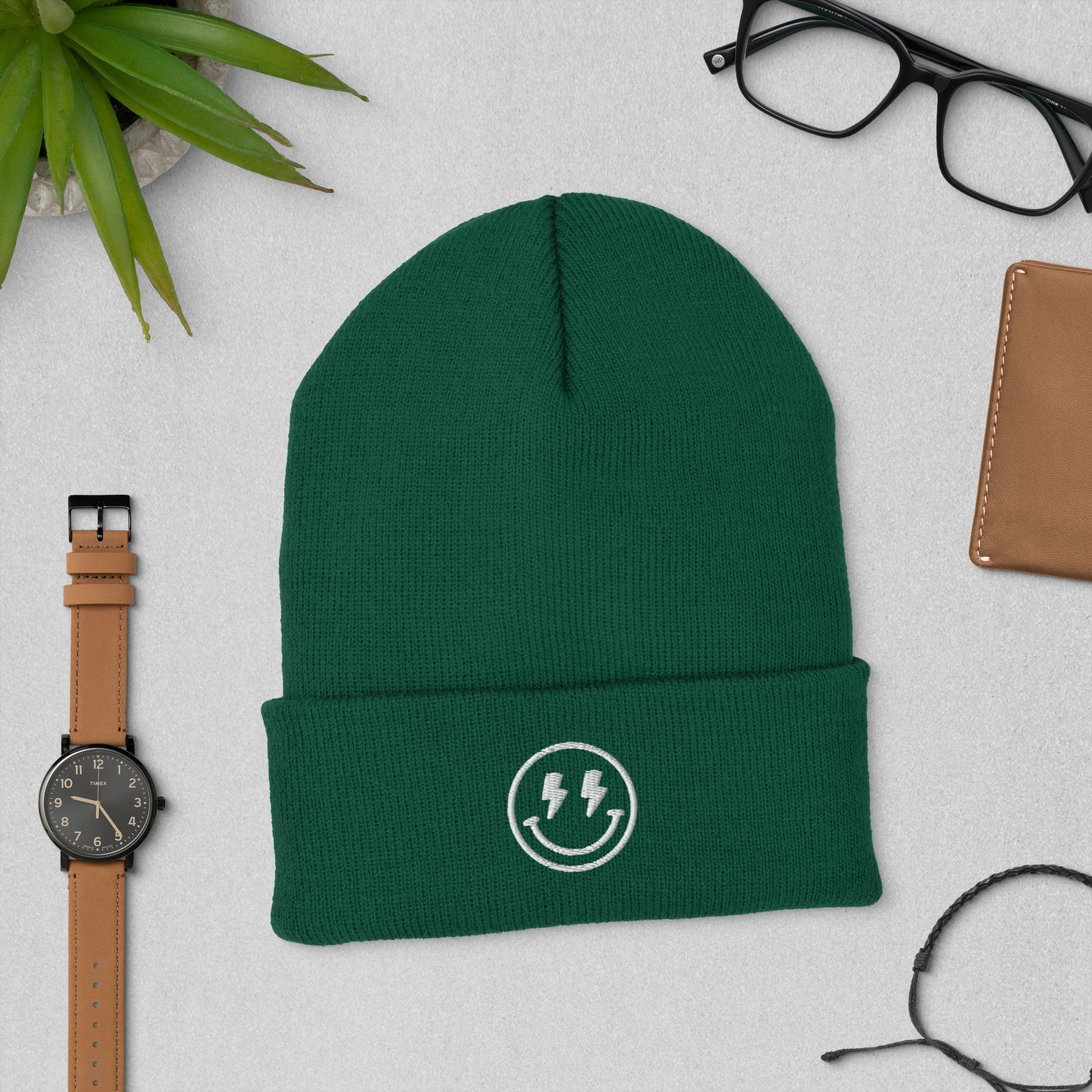 Beanie | Lightning Bolt Smiley Face | Embroidery