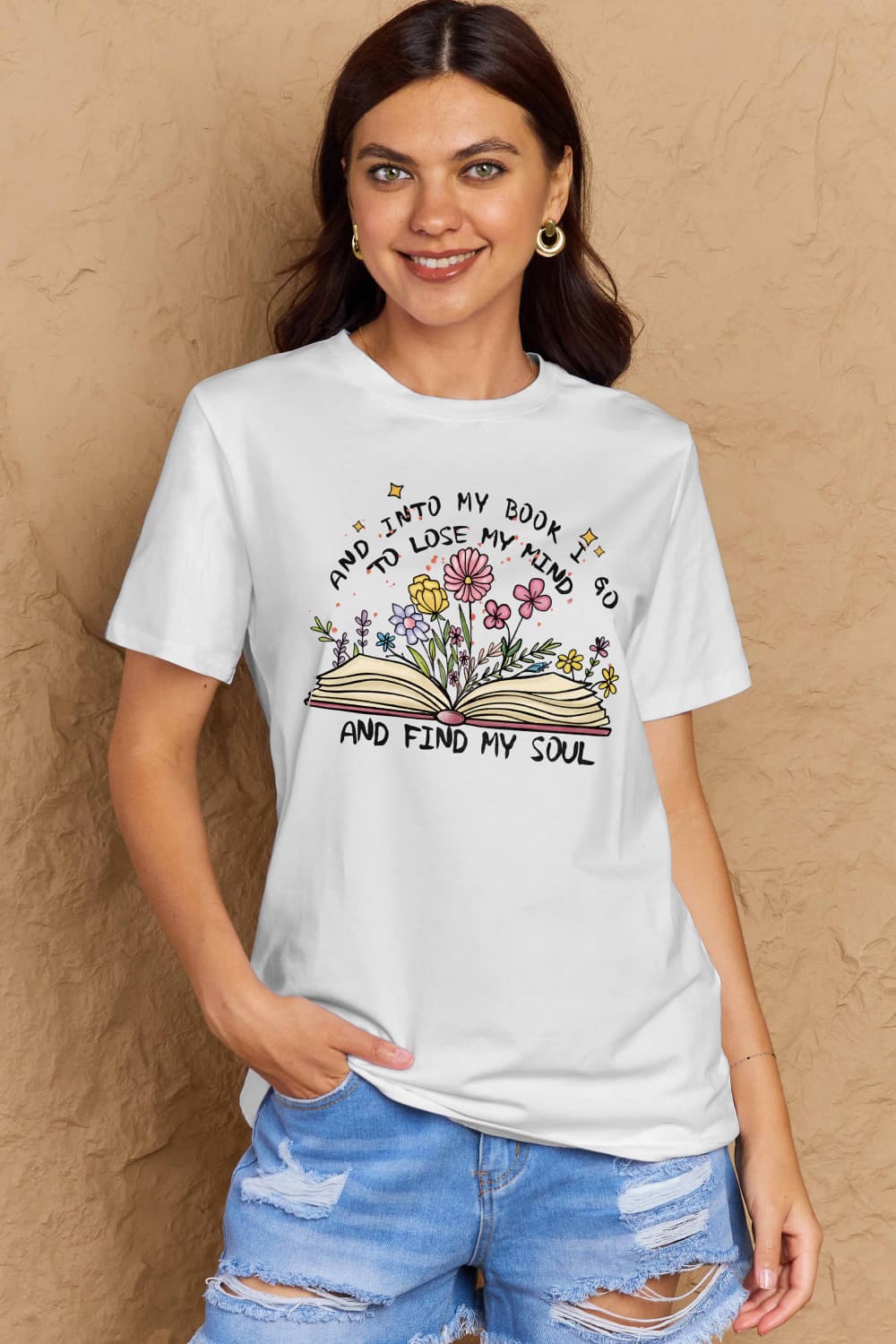 Love Full Size Book & Flower Graphic Tee