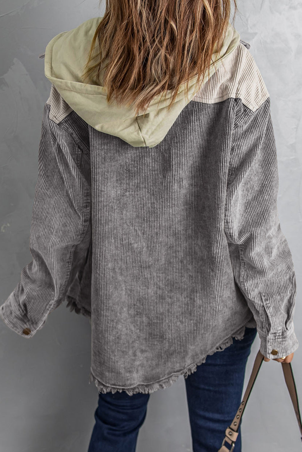 Patchwork Hooded Corduroy Jacket